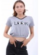 Kabartma Look Baskılı Gri T-Shirt
