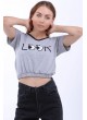 Kabartma Look Baskılı Gri T-Shirt