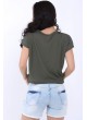 Bağcık Yaka Haki T-Shirt