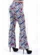Zigzag Desenli İspanyol Paça Mavi Pantolon