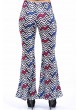 Zigzag Desenli İspanyol Paça Mavi Pantolon