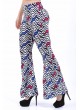 Zigzag Desenli İspanyol Paça Mavi Pantolon
