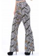 Zigzag Desenli İspanyol Paça Sarı Pantolon
