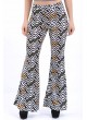 Zigzag Desenli İspanyol Paça Sarı Pantolon
