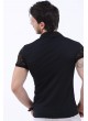 Turuncu Baskı Polo Yaka Siyah T-Shirt