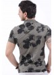 Siyah Çiçek Desen Polo Yaka Haki T-Shirt