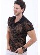Turuncu Desen Polo Yaka Siyah T-Shirt