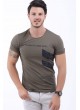 Lacivert Baskılı Haki T-Shirt