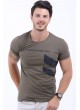 Lacivert Baskılı Haki T-Shirt