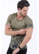 Lacivert Baskı Kol Fermuar Haki T-Shirt