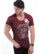 Gümüş Baskılı Bordo T-Shirt