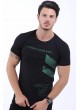 Yeşil Baskılı Siyah T-Shirt
