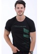 Yeşil Baskılı Siyah T-Shirt