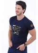 Kesikli Kamuflaj Detay Lacivert T-Shirt