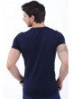 Kesikli Kamuflaj Detay Lacivert T-Shirt
