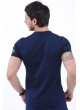 Haki Baskı Kol Fermuar Lacivert T-Shirt