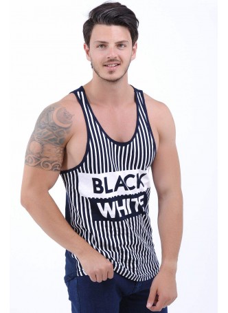Black White Baskılı Lacivert Atlet
