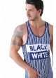 Black White Baskılı Mavi Atlet