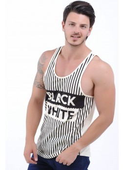 Black White Baskılı Sarı Atlet