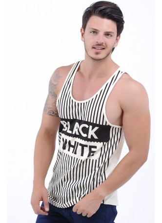 Black White Baskılı Sarı Atlet