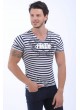 Lacivert Çizgili Krem T-Shirt
