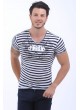 Lacivert Çizgili Krem T-Shirt