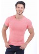 İnce Çizgili Pembe T-Shirt