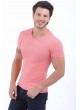 İnce Çizgili Pembe T-Shirt