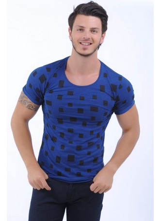 Siyah Desen Lacivert T-Shirt