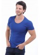 Geniş Yaka Lacivert T-Shirt