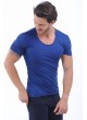 Geniş Yaka Lacivert T-Shirt