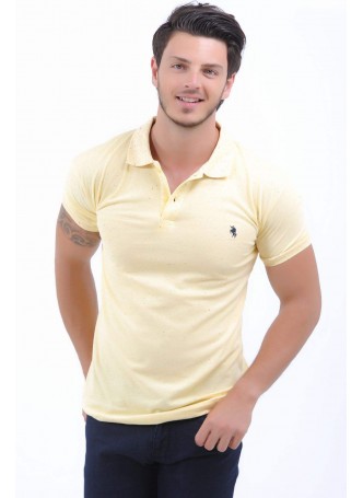 Kırçıllı Polo Yaka Uçuk Sarı T-Shirt