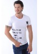Apoletli Baskılı Beyaz T-Shirt