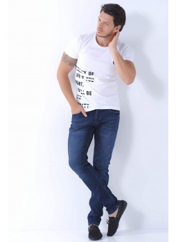 Taşlamlı Lacivert Denim