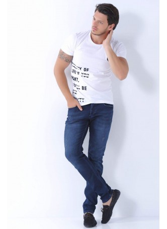 Taşlamlı Lacivert Denim