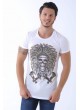 Kabartma Kızılderili Baskı Beyaz T-Shirt