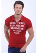 Yazı Baskı Polo Yaka Kırmızı T-Shirt