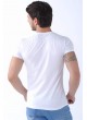 Cep Kabartma Desen Beyaz T-Shirt