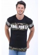 Rebel For Life Baskı Siyah T-Shirt