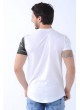 Omuz Baskı Kesikli Beyaz T-Shirt