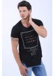 Ön Arka Yazı Baskılı Siyah T-Shirt