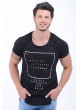 Ön Arka Yazı Baskılı Siyah T-Shirt