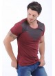 Yaka Kabartma Baskı Bordo T-Shirt