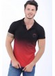 Etek Kırmızı Baskı Polo Yaka siyah T-Shirt