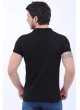 Yazı Baskı Polo Yaka Siyah T-Shirt