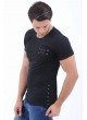 Cep Kabartma Desen Siyah T-Shirt