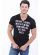 Yazı Baskı Polo Yaka Siyah T-Shirt