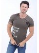 Apoletli Baskılı Haki T-Shirt