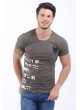 Apoletli Baskılı Haki T-Shirt