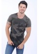 Siyah Kamuflaj Baskı Haki T-Shirt
